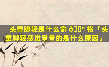 头重脚轻是什么命 🐺 格「头重脚轻感觉晕晕的是什么原因」